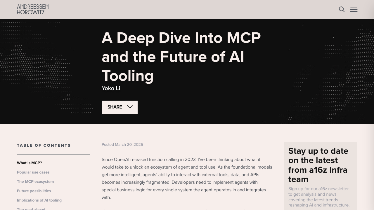 a16z.com — A Deep Dive Into Mcp And The Future Of Ai Tooling preview