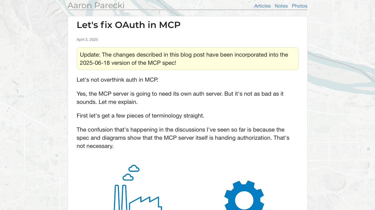 aaronparecki.com — 2025 – 04 – 03 – 15 – Oauth For Model Context Protocol preview
