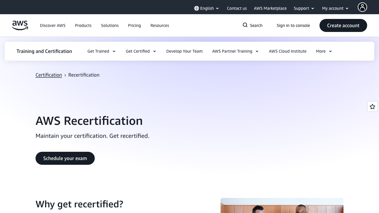 aws.amazon.com — Certification – Recertification preview