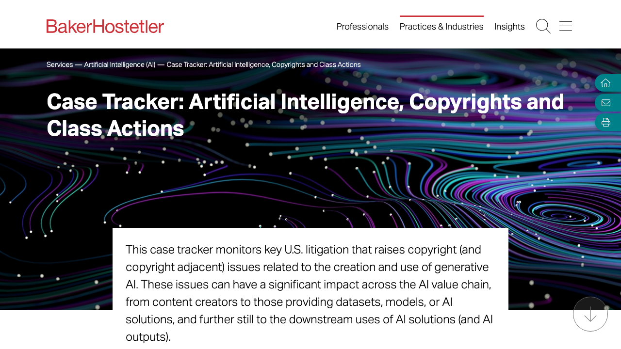 bakerlaw.com — Services – Artificial Intelligence Ai – Case Tracker Artificial Intelligence Copyrights And Class Actions