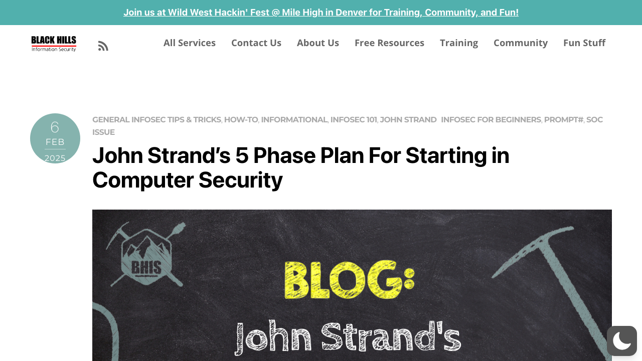 blackhillsinfosec.com — John Strands 5 Phase Plan preview