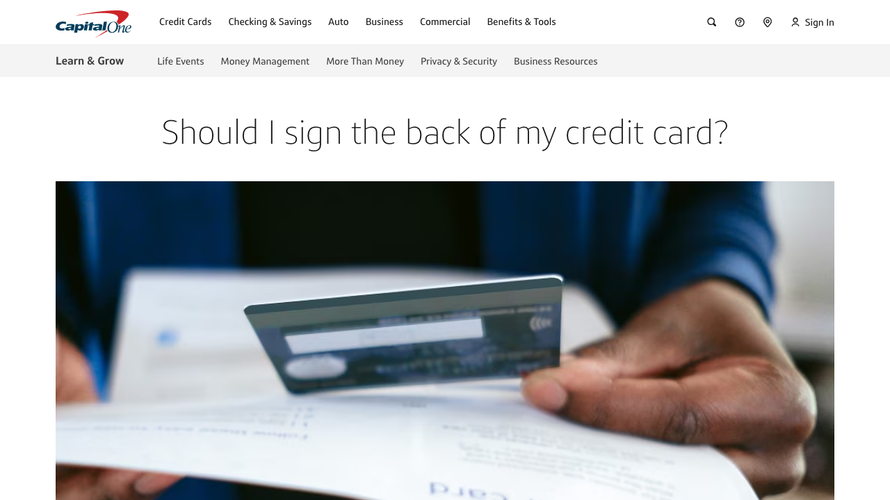 capitalone.com — Learn Grow – Money Management – Should I Sign My Credit Card preview