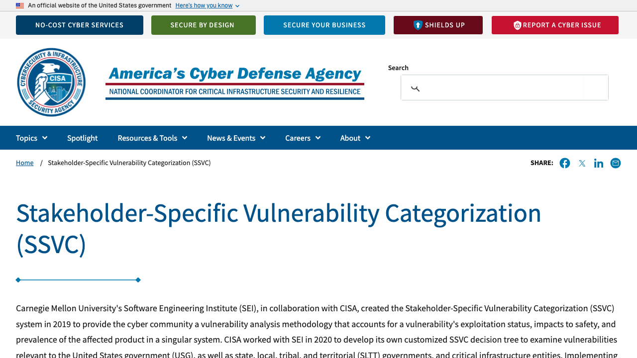 cisa.gov — Stakeholder Specific Vulnerability Categorization Ssvc preview