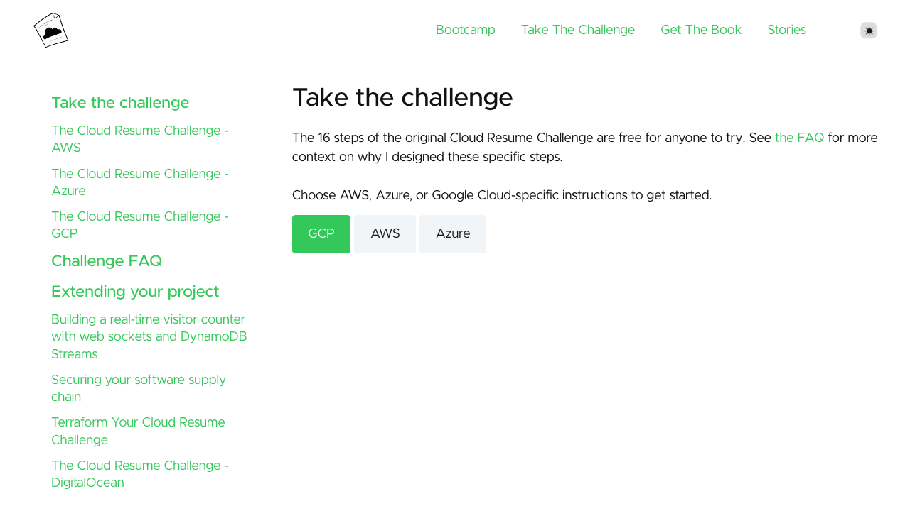 cloudresumechallenge.dev — Docs – The Challenge preview