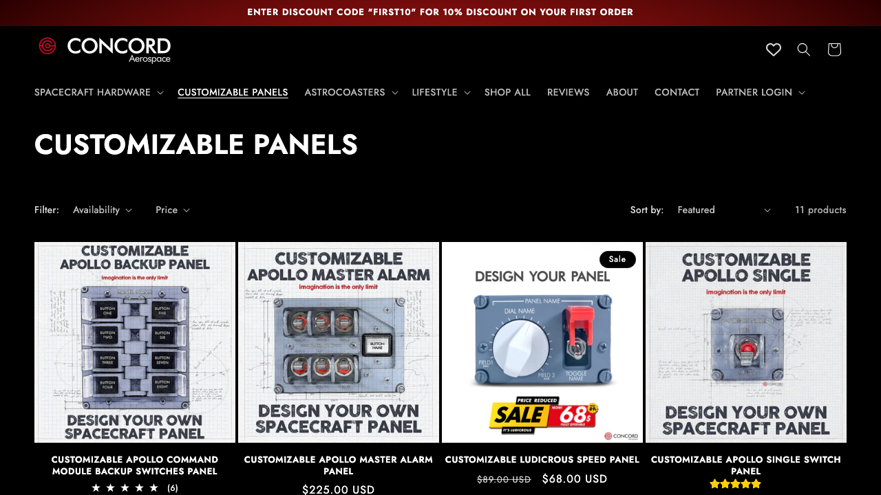 concordaerospace.com — Collections – Customizable Panels preview