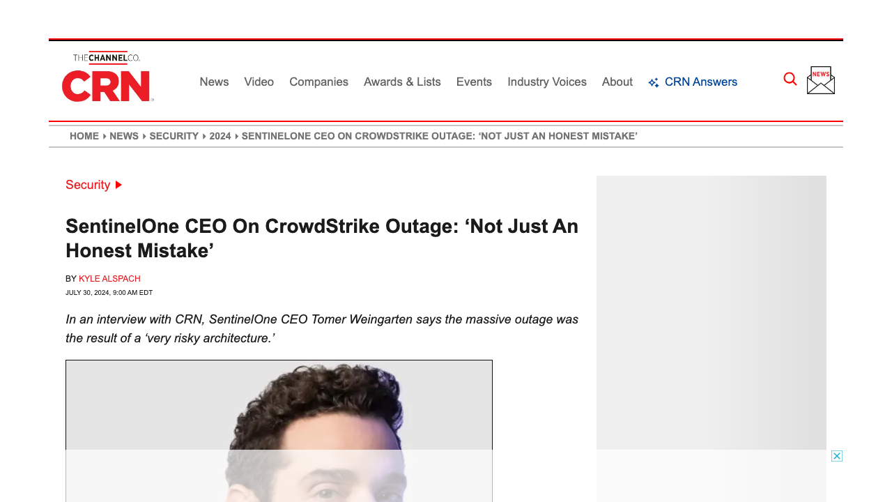 crn.com — News – Security – 2024 – Sentinelone Ceo On Crowdstrike Outage Not Just An Honest Mistake preview
