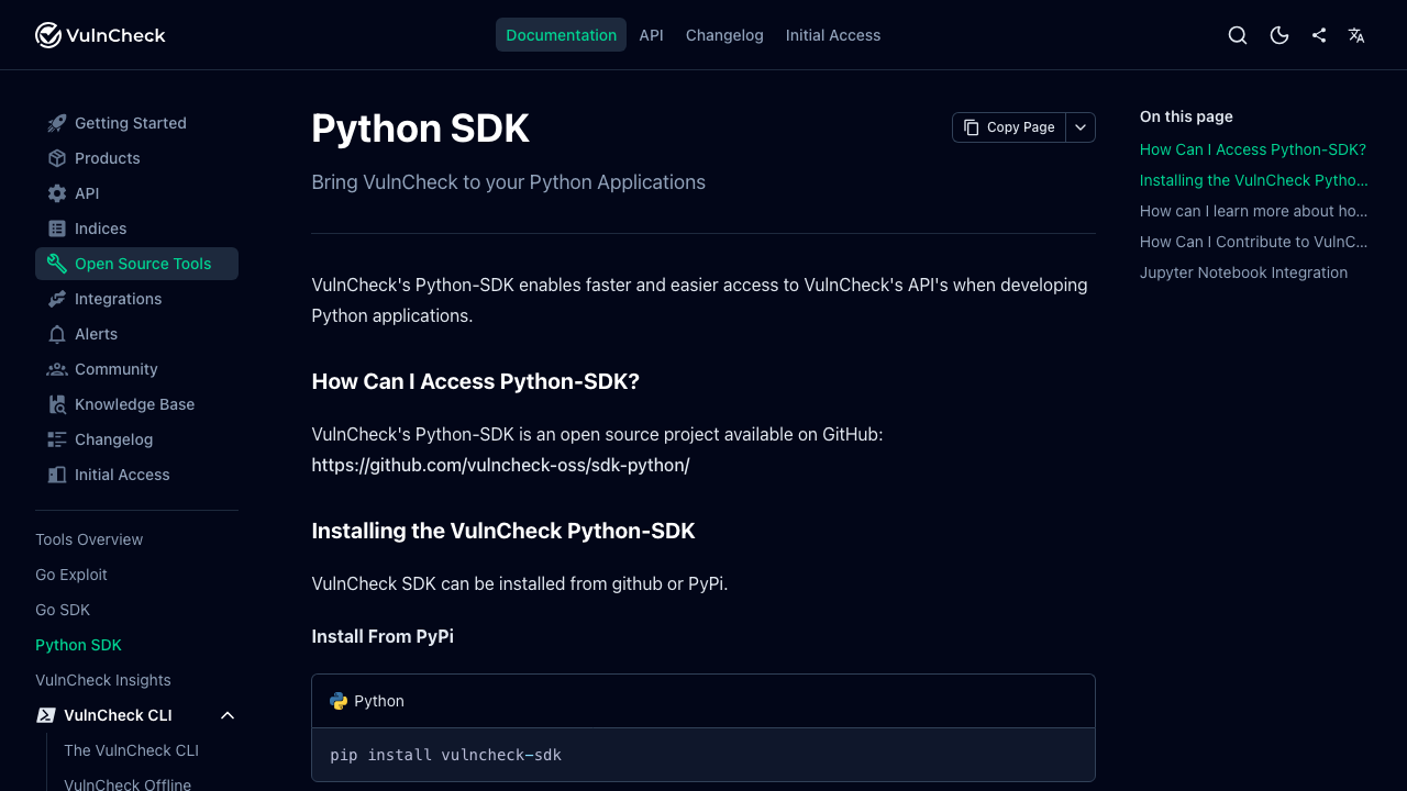 docs.vulncheck.com — Tools – Python Sdk preview
