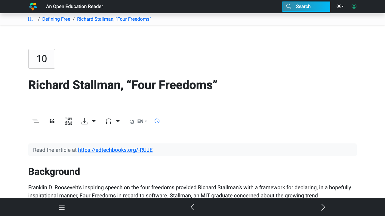 edtechbooks.org — Openedreader – Stallmans Four Freedom preview