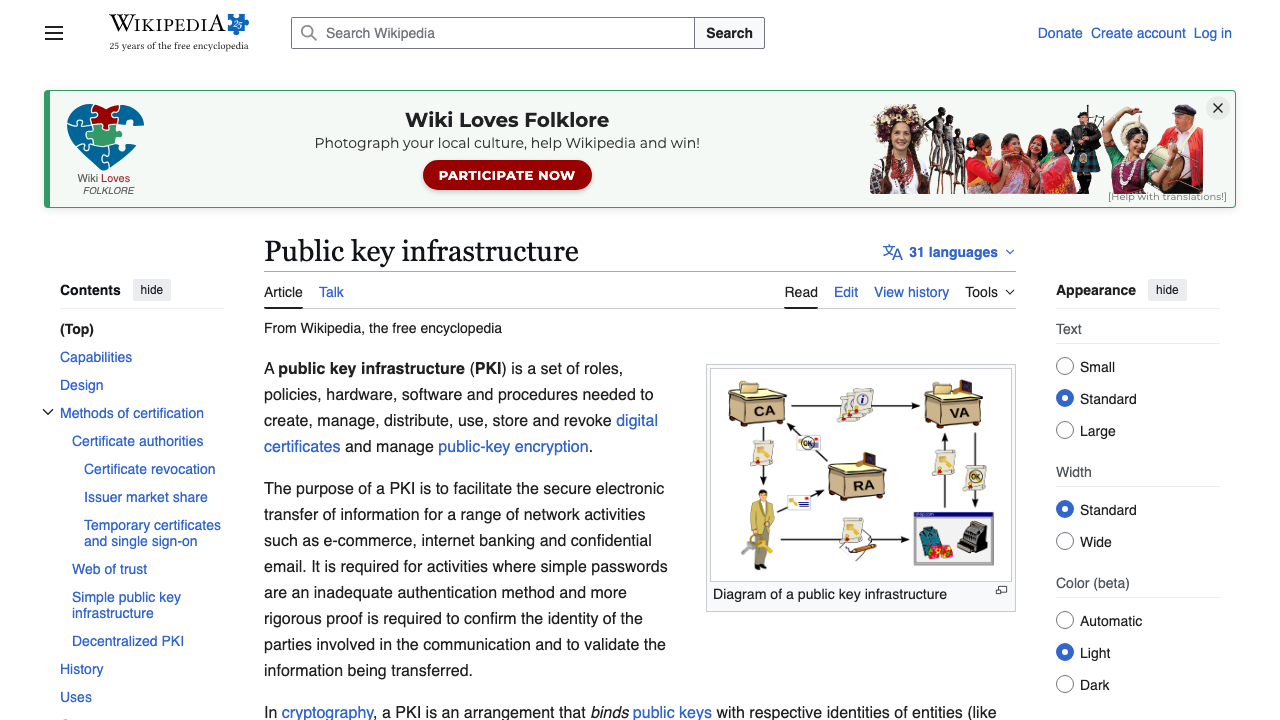 Wikipedia: wiki – Public key infrastructure preview