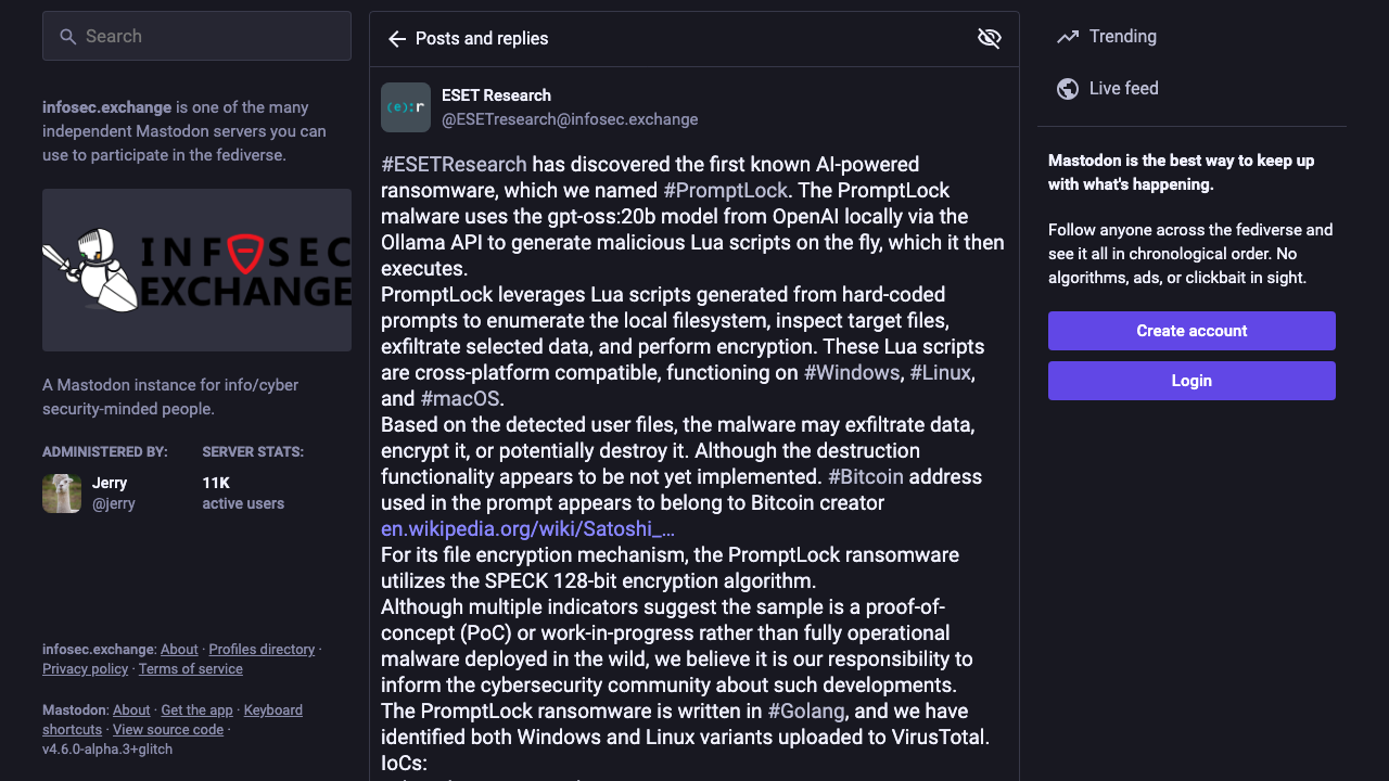 infosec.exchange — @Esetresearch – 115095803130379945 preview