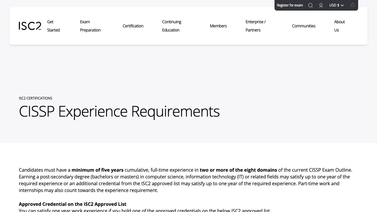 isc2.org — Certifications – Cissp – Cissp Experience Requirements preview