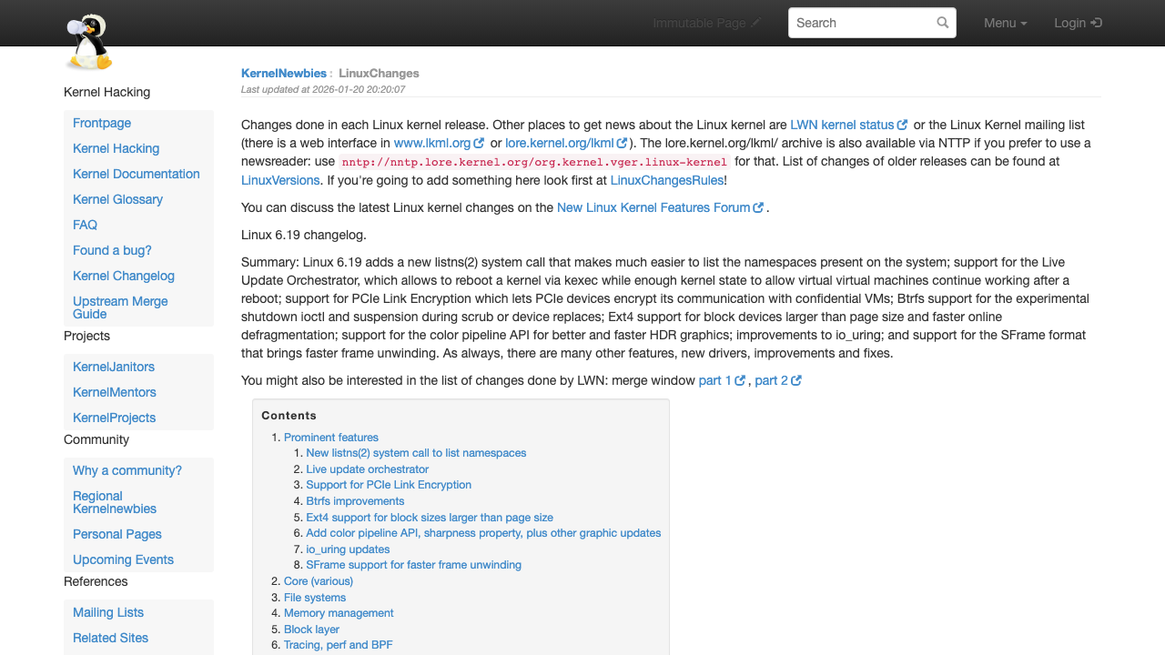 kernelnewbies.org — Linuxchanges preview