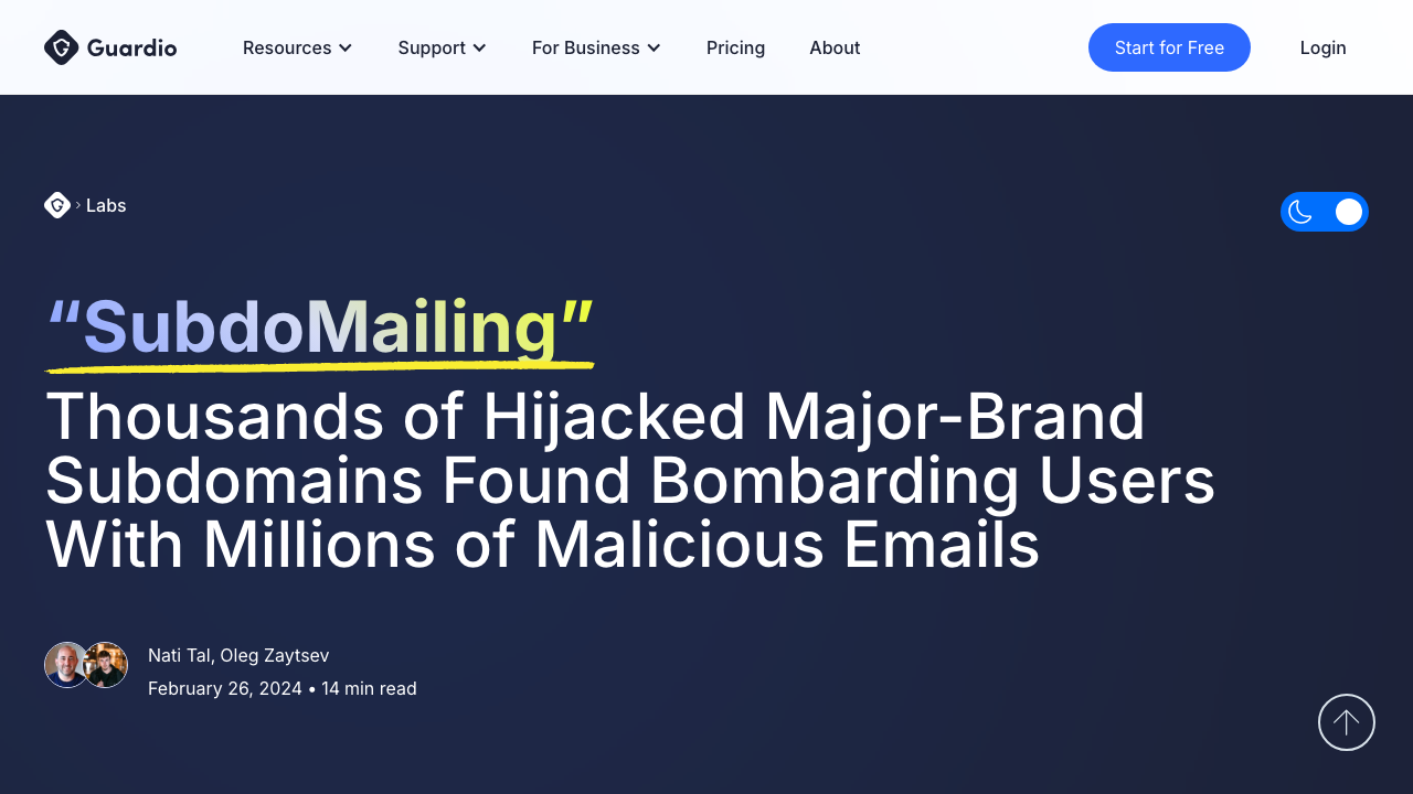 labs.guard.io — Subdomailing Thousands Of Hijacked Major Brand Subdomains Found Bombarding Users With Millions A5E5Fb892