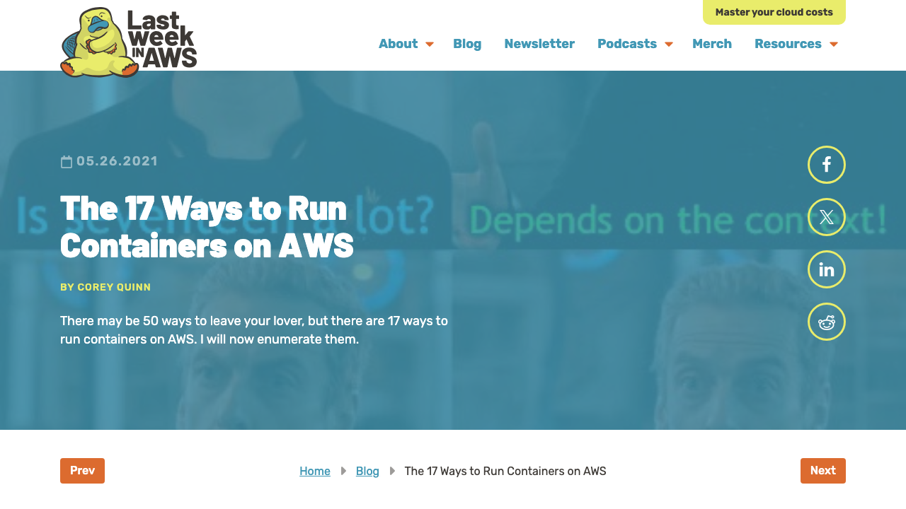 lastweekinaws.com — Blog – The 17 Ways To Run Containers On Aws preview
