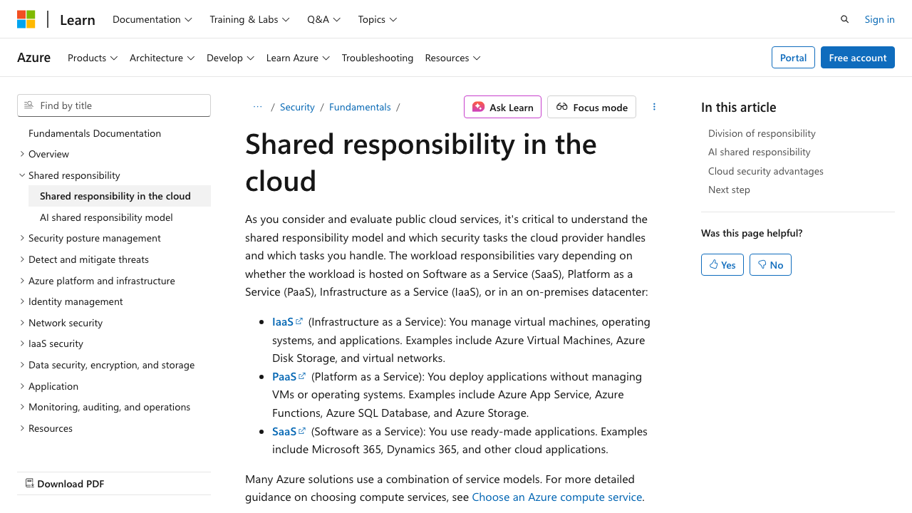 learn.microsoft.com — En Us – Azure – Security – Fundamentals – Shared Responsibility preview