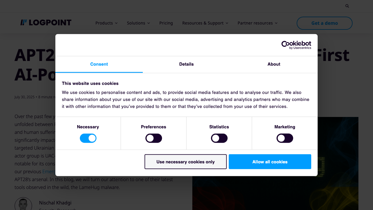 logpoint.com — En – Blog – Apt28S New Arsenal Lamehug The First Ai Powered Malware preview