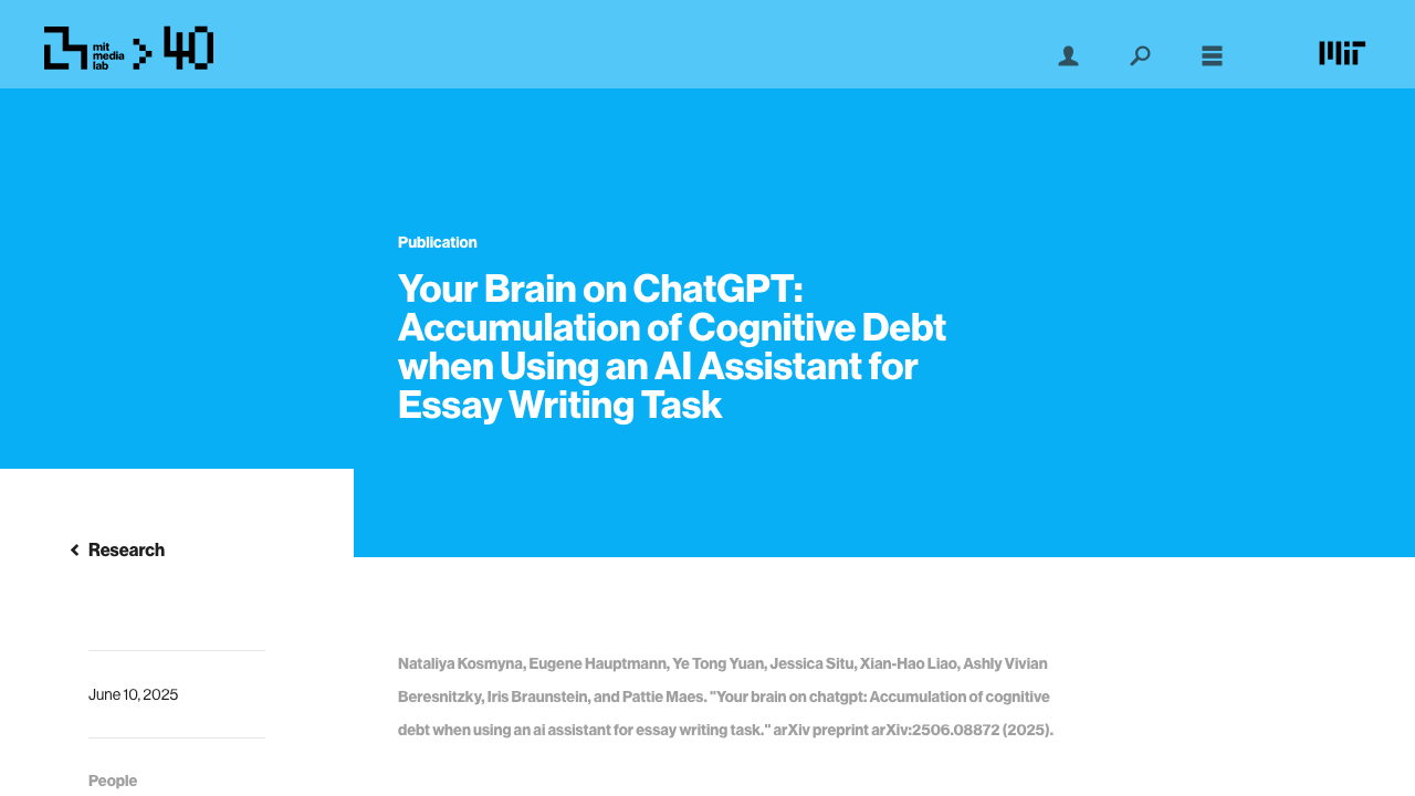 media.mit.edu — Publications – Your Brain On Chatgpt preview