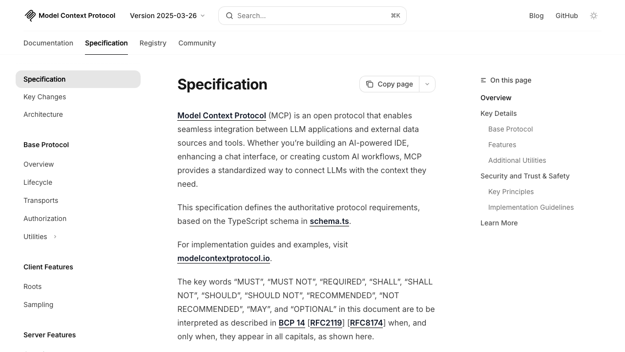modelcontextprotocol.io — Specification – 2025 03 26 preview