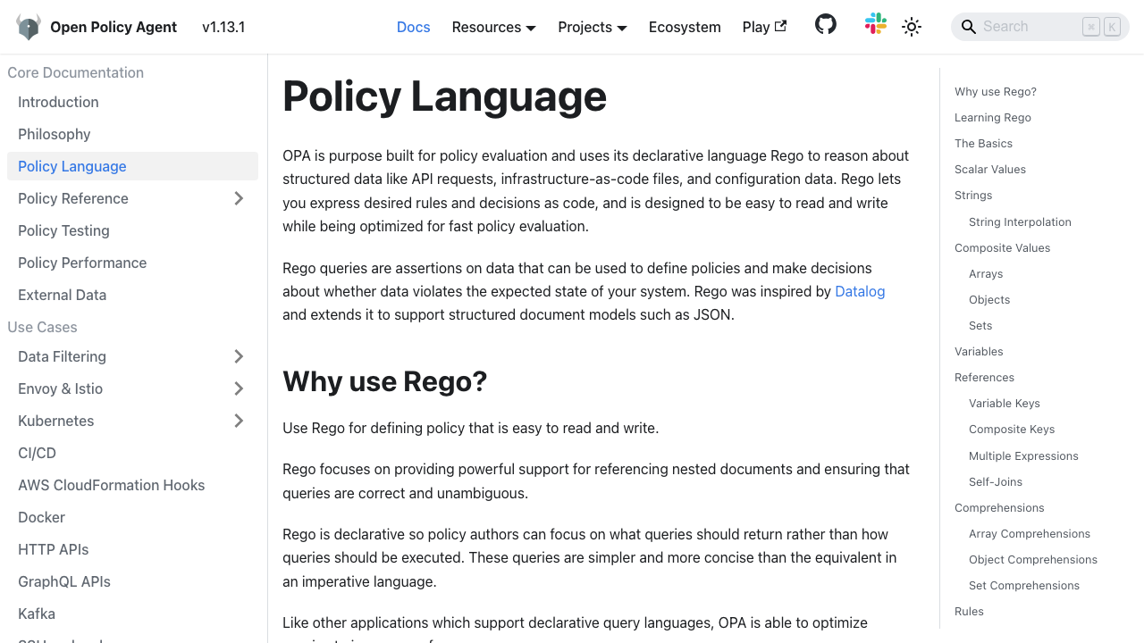 openpolicyagent.org — Docs – Latest – Policy Language preview