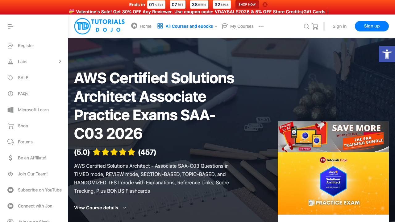 portal.tutorialsdojo.com — Courses – Aws Certified Solutions Architect Associate Practice Exams preview