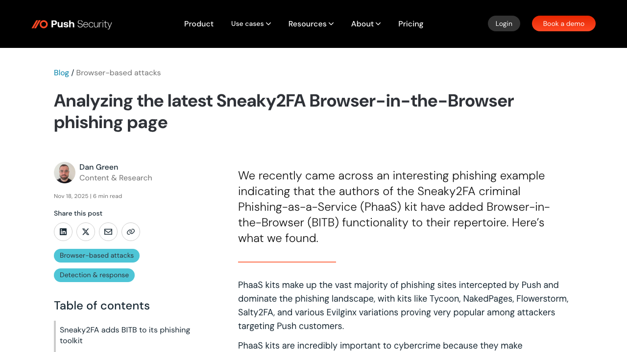 pushsecurity.com — Blog – Analyzing The Latest Sneaky2Fa Phishing Page preview