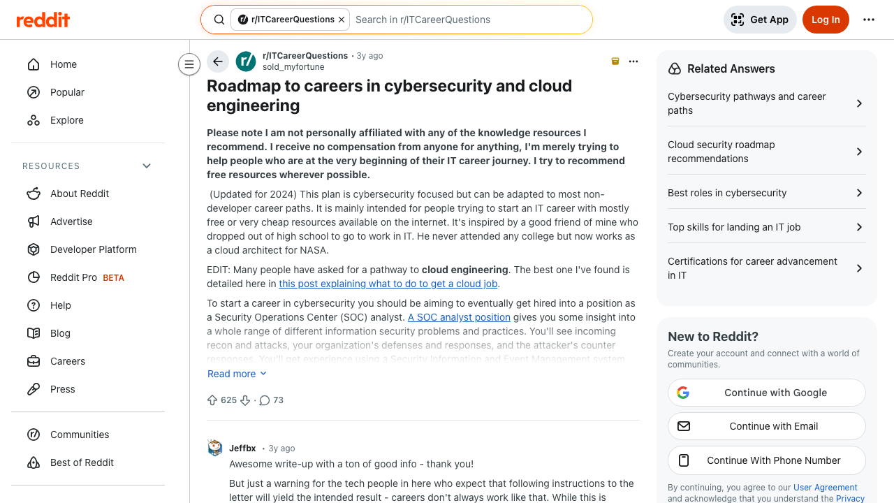 reddit.com — R – Itcareerquestions – Comments – Zrd5C7 – Roadmap To Careers In Cybersecurity And Cloud preview