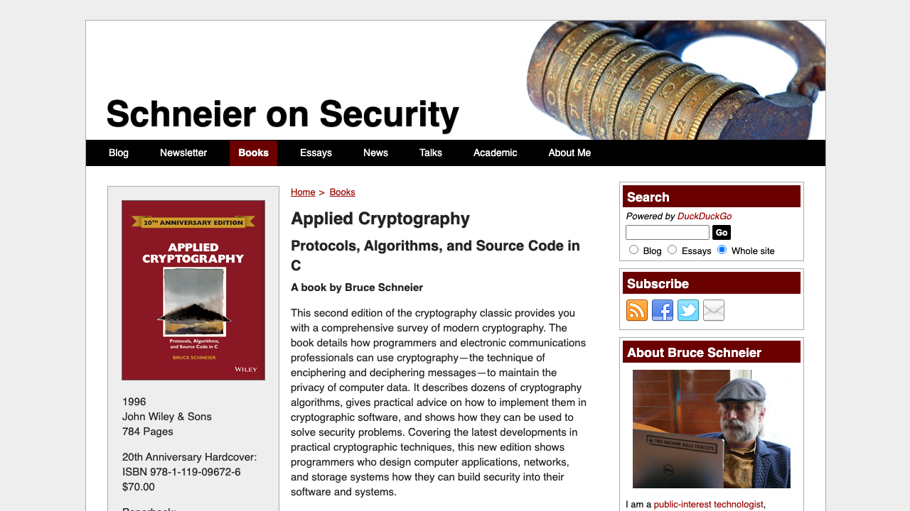 schneier.com — Books – Applied Cryptography preview