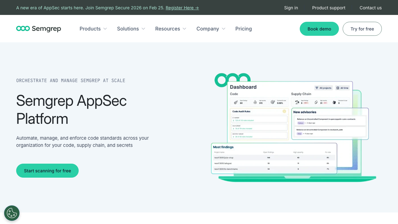 semgrep.dev — Products – Semgrep Appsec Platform preview