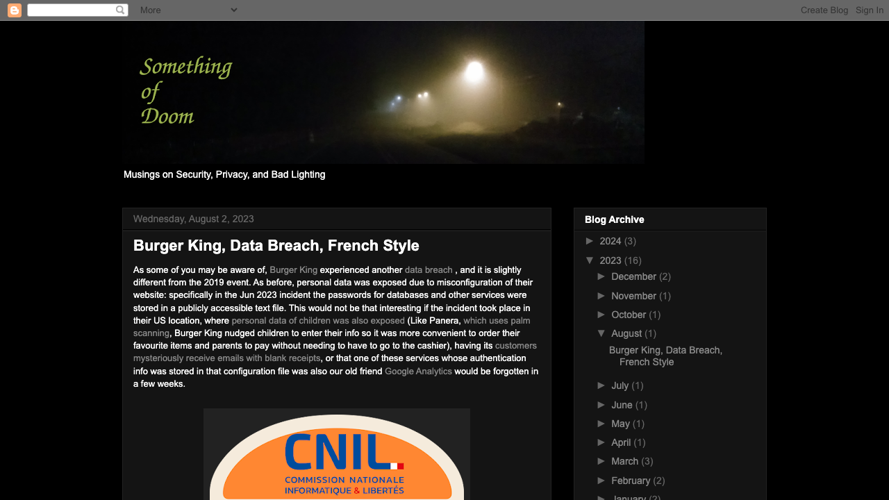 somethingofdoom.com — 2023 – 08 – Burger King Data Breach French Style preview