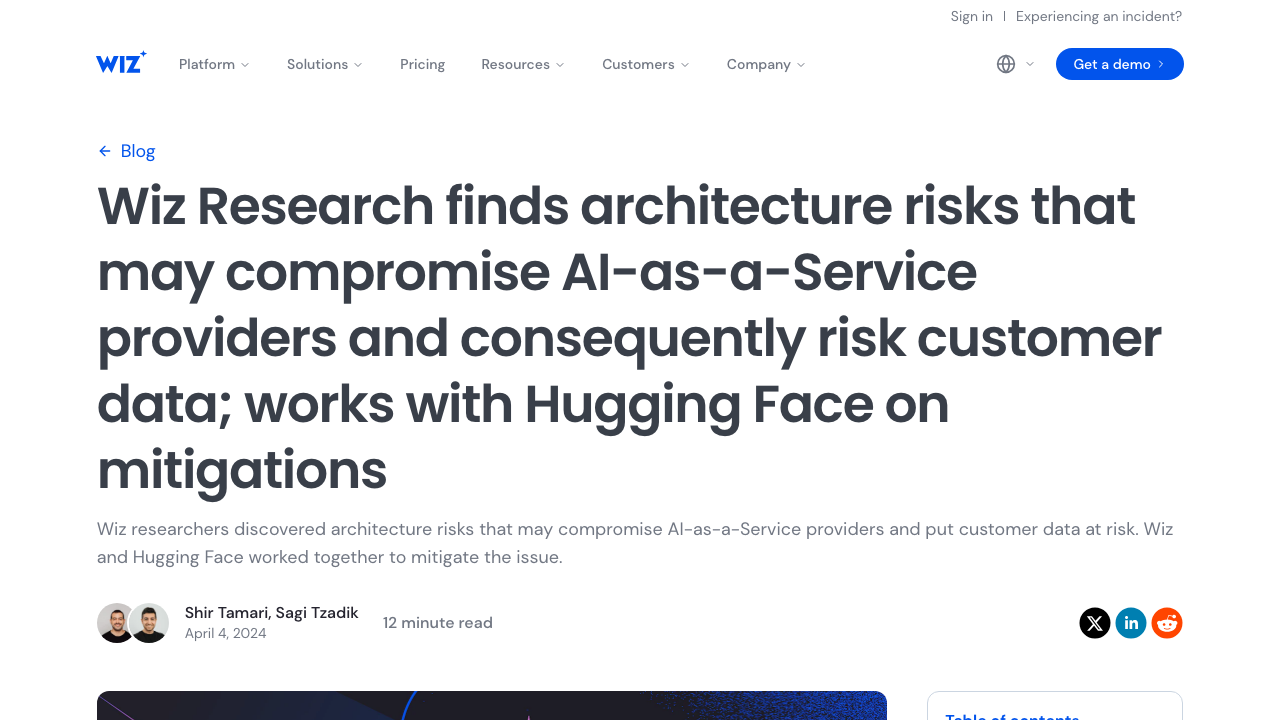 wiz.io — Blog – Wiz And Hugging Face Address Risks To Ai Infrastructure preview