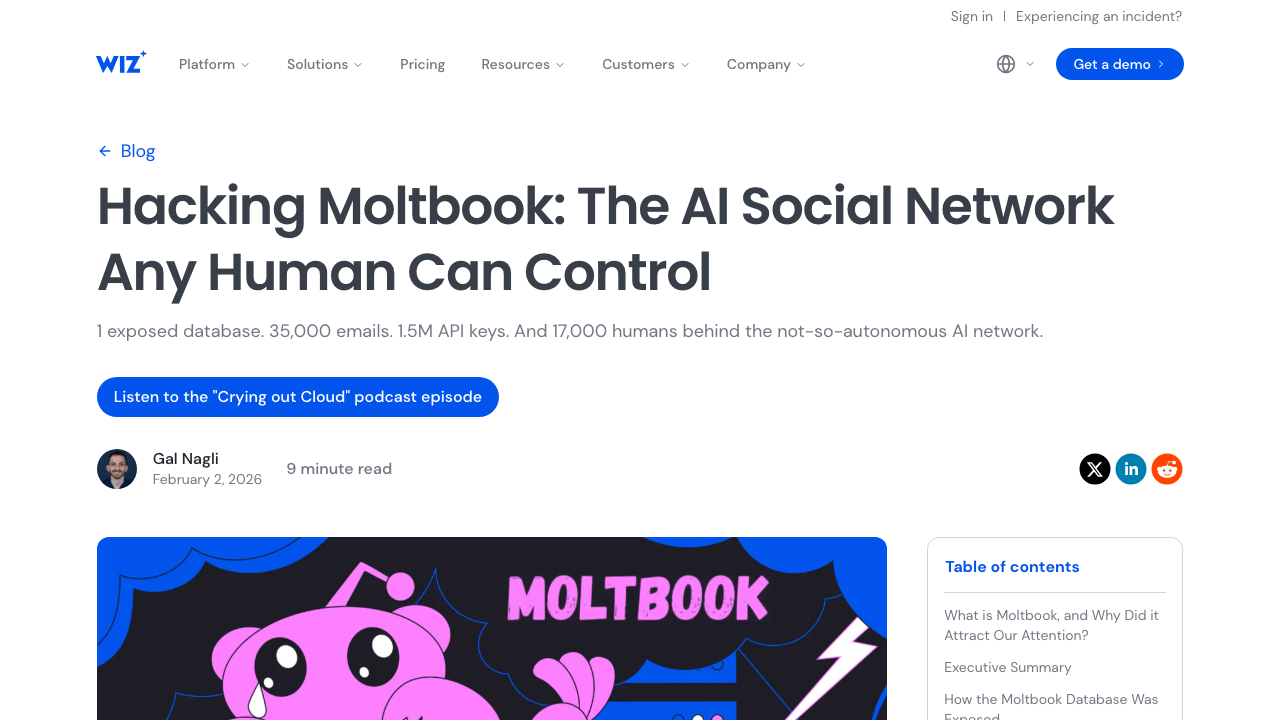 wiz.io — Blog – Exposed Moltbook Database Reveals Millions Of Api Keys preview