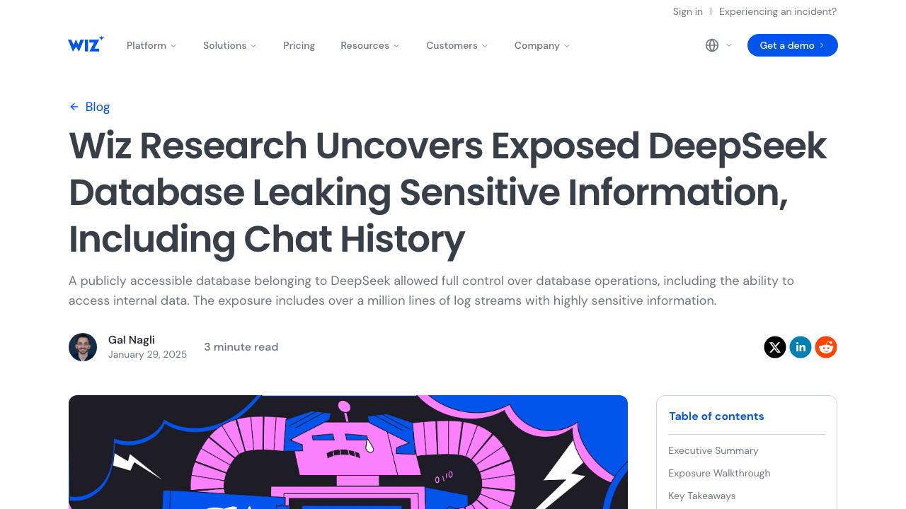 wiz.io — Blog – Wiz Research Uncovers Exposed Deepseek Database Leak preview