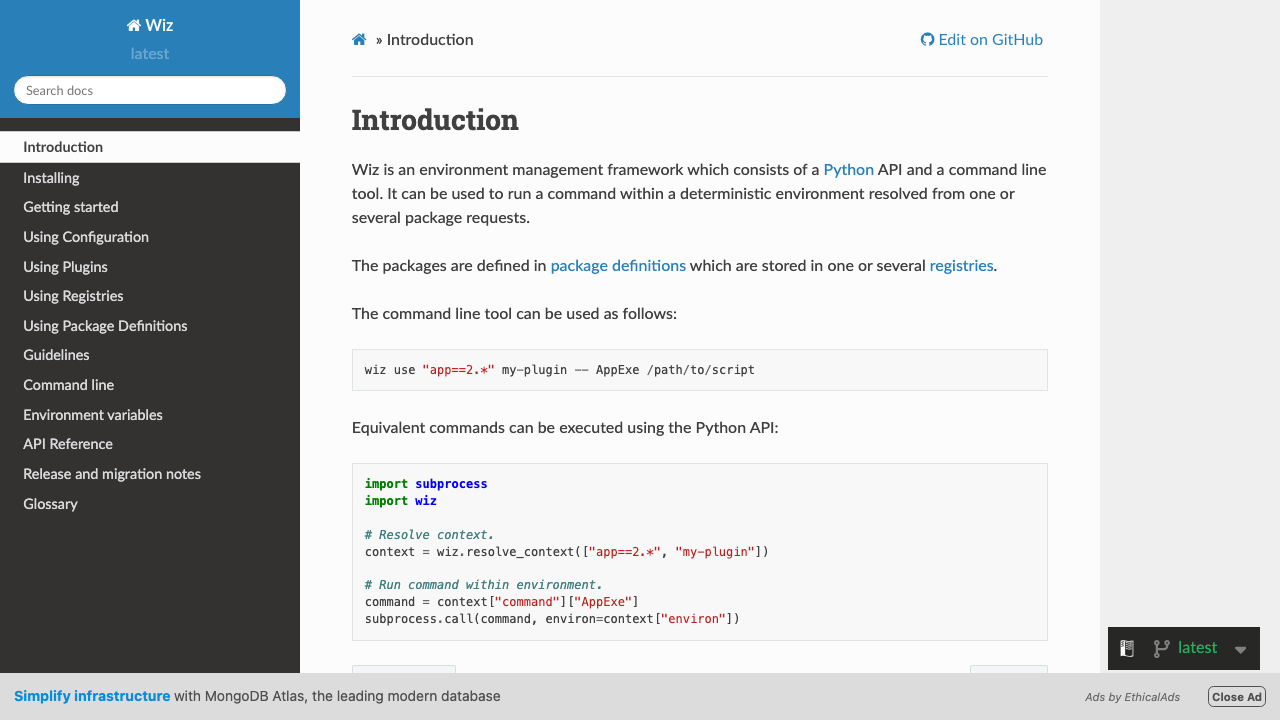 wiz.readthedocs.io — En – Latest – Introduction preview