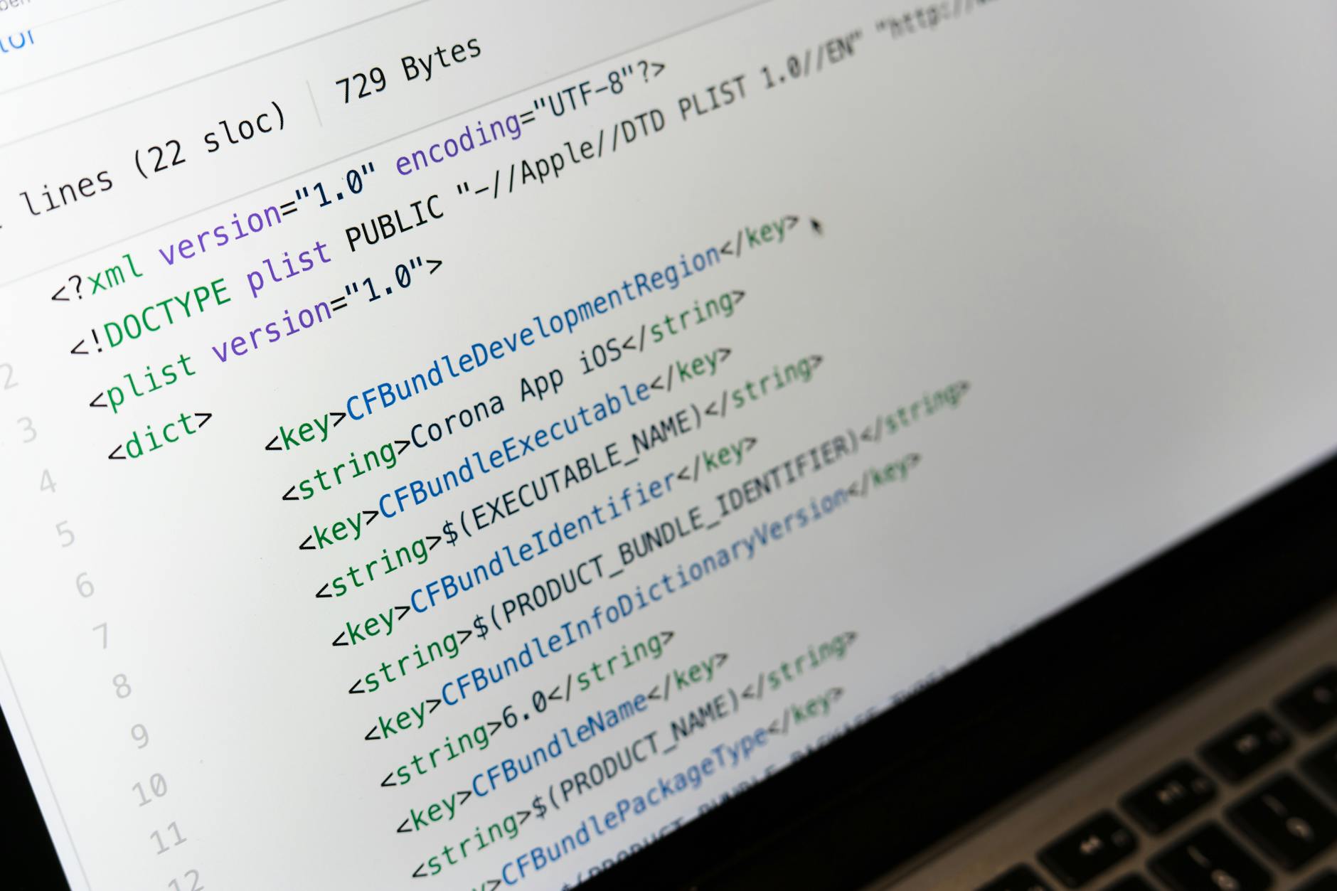 Detailed view of code on a computer screen, showcasing software development