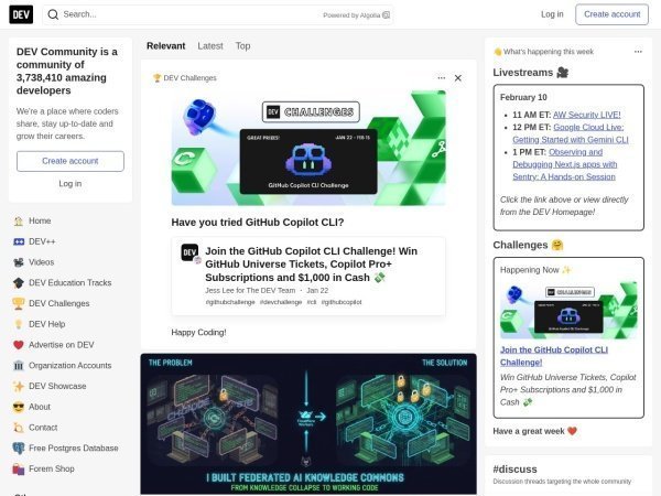 DEV Community preview
