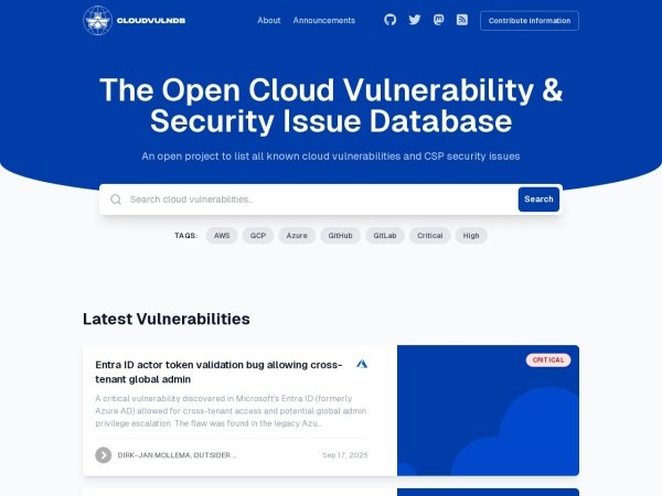 CloudVulnDB preview